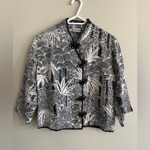 Chico's Black and White 100% Silk Blouse/top